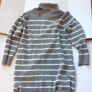 J. Crew Gray White Sweater Dress Turtleneck